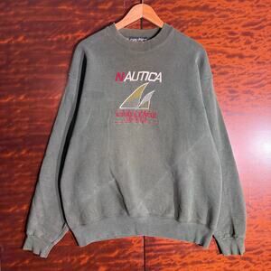 Y2K Green Faded And Distressed Nautica Challenge Crew X-L